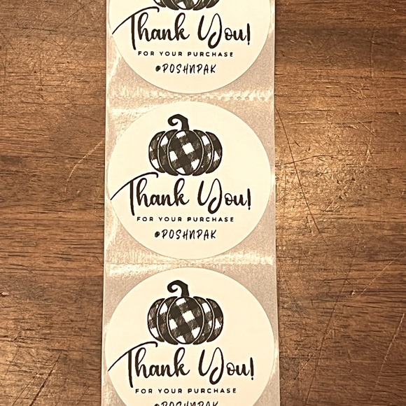 POSHER FAV! 100 CUSTOM STICKERS with your Closet name- Fall Plaid Pumpkin - Picture 1 of 9